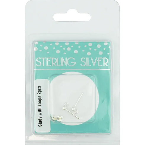 Sterling Silver Round Studs With Loop